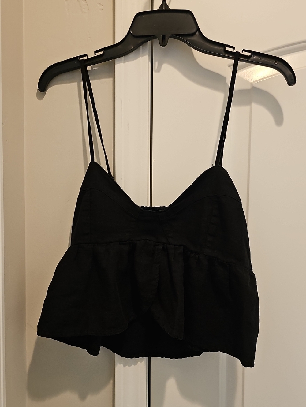 Amercan Eagle Women's Black Spaghetti-Strap Peplum Camisole